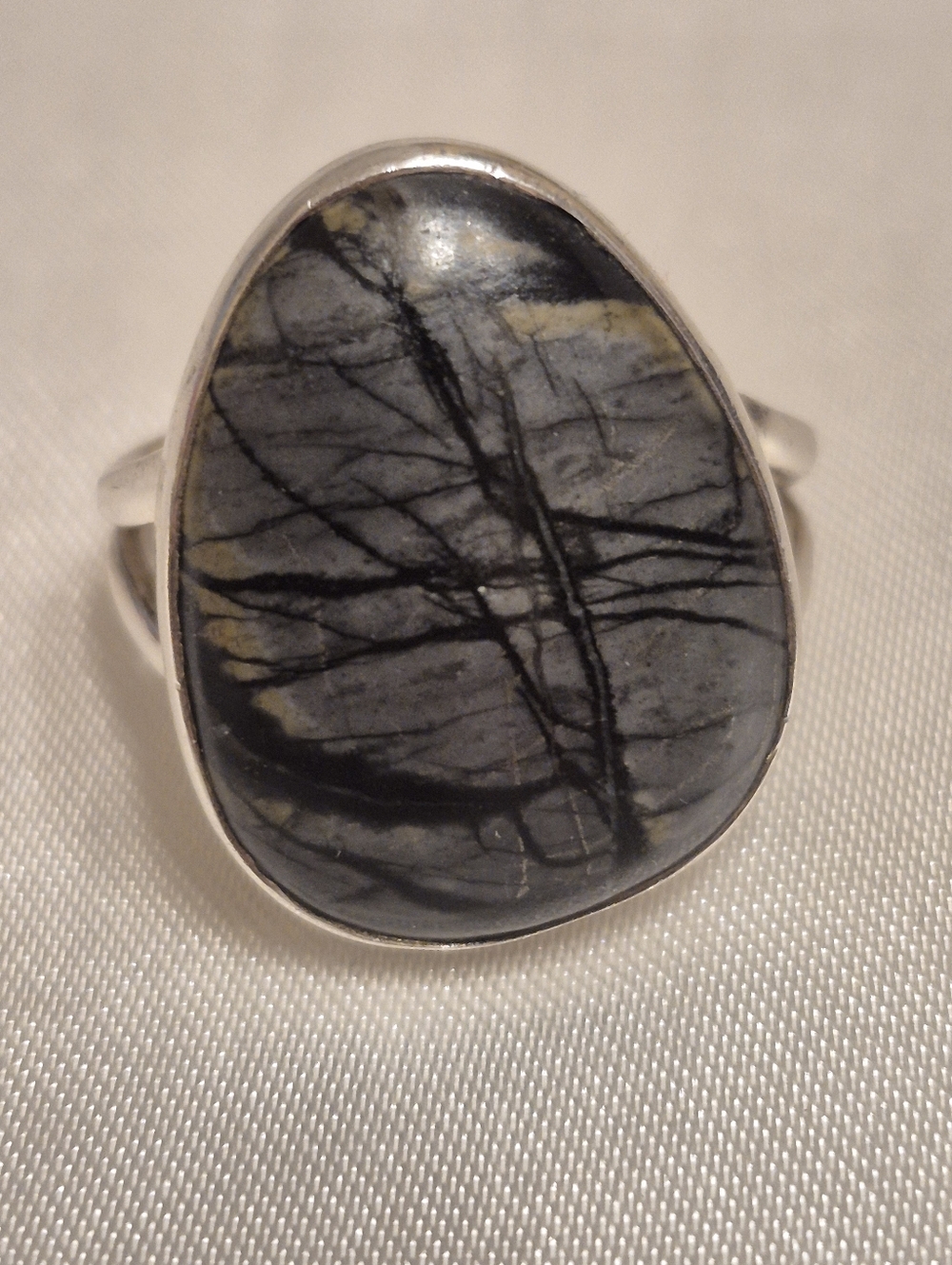 Sterling Silver  Psilomaline Pear